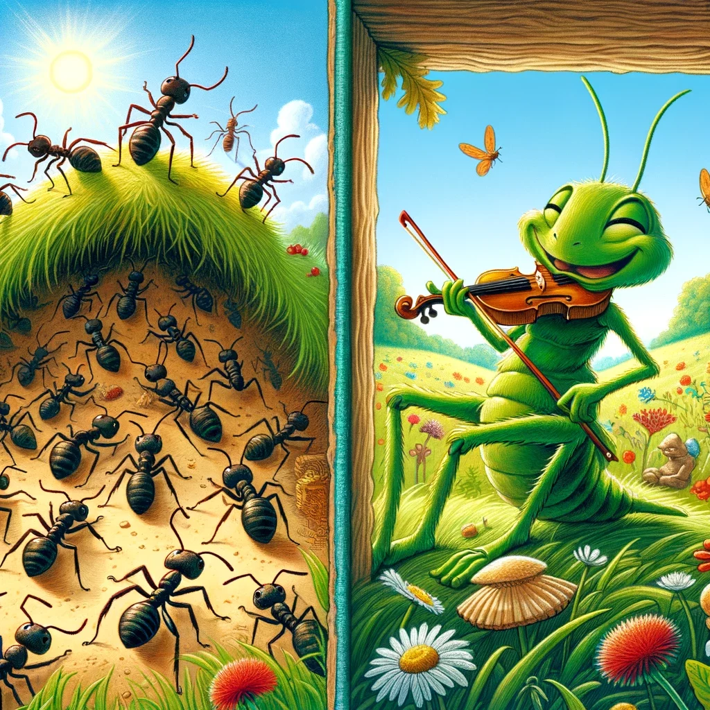 Cerita hewan singkat - Semut dan Belalang: Mengajarkan Nilai Kerja Keras dan Persiapan untuk Masa Depan